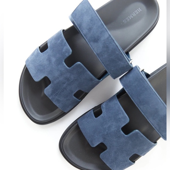 Hermès Chypre Sandal Suede Goatskin Blue Celeste Size 39.5 Excellent condition - Picture 2 of 4